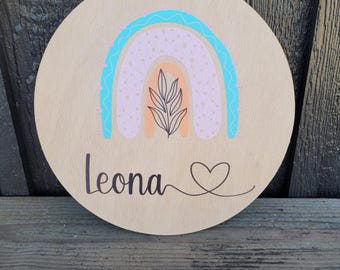 Rainbow Kids Door Sign Name Personalized Lightweight Affordable Teens Door Hanger Dorm Door Signage UV Printed Wood