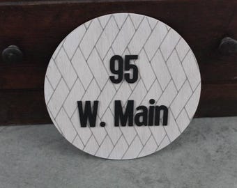 Street Address Herringbone Chevron Sign Custom Round Small Commercial Signage Made To Order 3D Your Address Circle Simple Design House