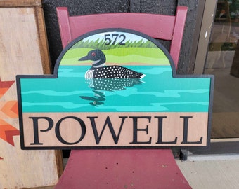 Address Last Name Sign Loon Lake River Farm Printed Color 3D Raised Woodland Duck Bird Poultry Hobby Farm Large Custom Wood 3D Large Hunting
