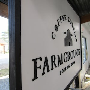 Custom Business Sign Rectangle 3D Large Custom Farmgrounds Coffee Company Indoor Outdoor Small Business Logo Laser Cut Wood Sign Barn Farm image 5