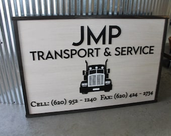 Custom Transport Service Semi Truck Business Sign Rectangle 3D Large Custom  Company Indoor Outdoor Small Business Logo Laser Cut Wood Sign