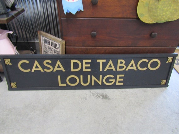 Custom Tobacco Lounge Embellishments Ranch Sign Over-sized Rustic Business Name Logo Wood Laser Cut Out 3D Extra Large Sign Black and Gold