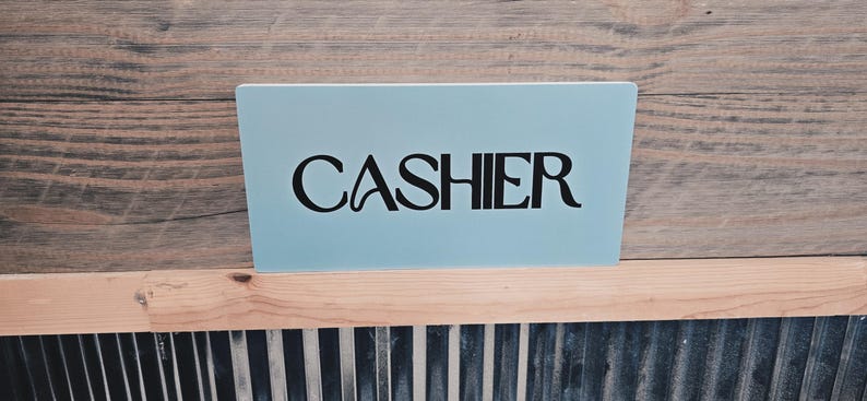 Cashier Sign – Bold Black Lettering on White for Retro, Farmhouse ...