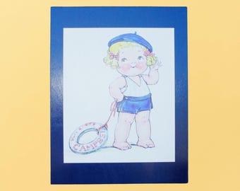 Vintage Campbell’s Kid Sailor Illustration Art Print – Classic Child with Lifesaver in Retro Antique Style for Cute Kitchen or Nursery Decor