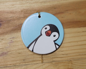 Penguin Baby Holiday Ceramic Christmas tree Decoration Animal Ornament Decor Circle Gift Cute Winter Hanging Circle Blue Bird Artic