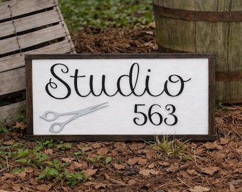 Rustic Salon Sign • Printed Studio Sign • Hair Stylist Decor • Boutique Barber Shop Wall Art • Custom Studio Display