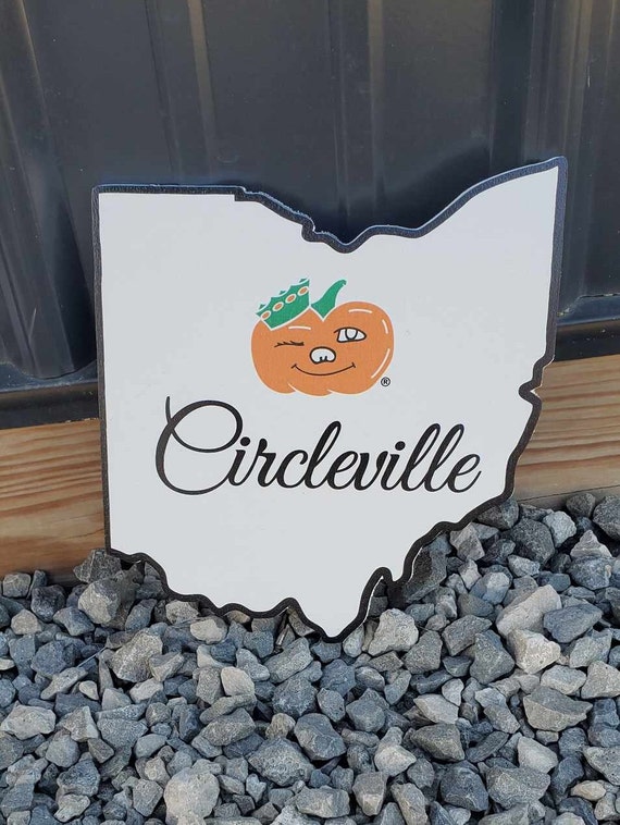 Winky Circleville Ohio Pumpkin Show Hometown Small Town Printed on Wood State Cut out Decor Plaque Wall Art Color Wood Print