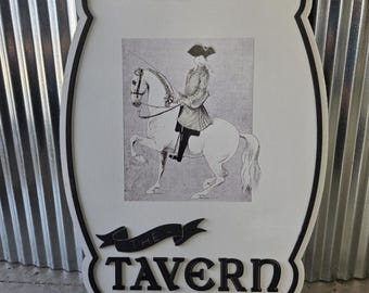 Handmade Tavern Sign: Rustic Colonial Bar Decor, 3D Laser-Cut Horse