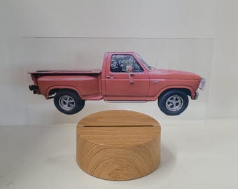 Custom Light‑Up Acrylic Sign with Wood Base • Personalized LED Display • Vintage Truck Gift • Illuminated Desk or Shelf Decor