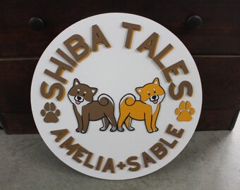 Custom Shiba Dog Wooden Layered Sign Puppy Tall Tales Story Tale Handmade 3D Cartoon Dog Lover Personalized Raised Signage