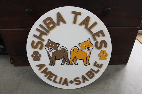 Custom Shiba Dog Wooden Layered Sign Puppy Tall Tales Story Tale Handmade 3D Cartoon Dog Lover Personalized Raised Signage