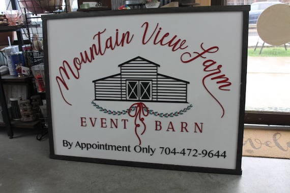 Custom Business Sign Rectangle 3D Large Custom Farm Event Center Company Indoor Outdoor Small Business Logo Laser Cut Wood Sign Barn Farm