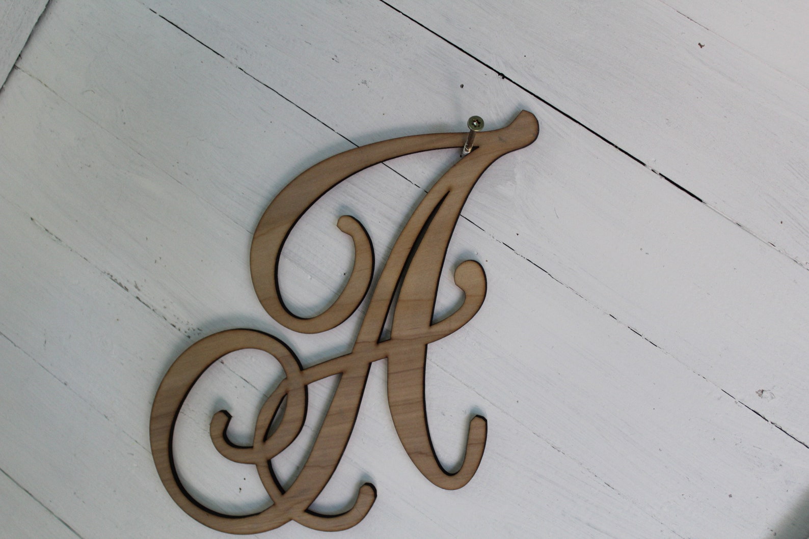 Wood Letter Script Cursive Capital Letter Cut Letter DIY Etsy