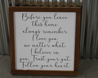 Before You leave I Love You Photos Inspire Quote Remember Self love Country Square Pattern Block Wall Art Farmhouse Primitive Rustic