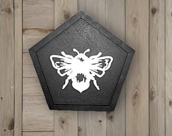 3D Wood Bee Sign • Custom Layered Wooden Wall Art • Modern Rustic Decor • Unique Shaped Bee Plaque for Home or Office