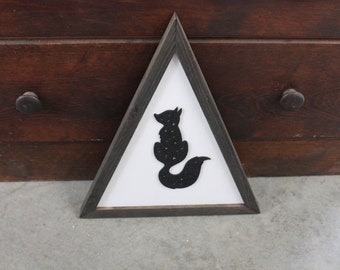 Fox Triangle Kit Woodland Hunter Forest Animals Framed 3D Handmade Art Decor Wooden Sign Raised Layered Sign