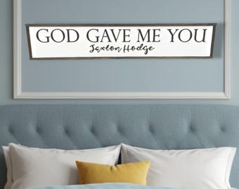 Custom Raised Wood Sign • God Gave Me You 3D Sign • Personalized Name Sign • Rustic Farmhouse Wall Art • Layered Wood Scripture Decor