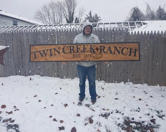Large Custom Ranch Sign, Over-sized Rustic Business Logo, Wood, Laser Cut Out, 3D, Extra Large, Sign Footstepsinthepast