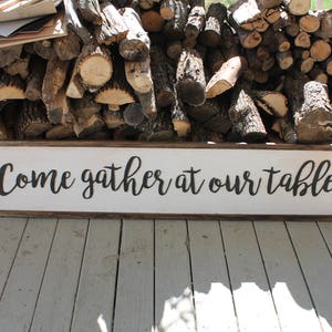 Large Farmhouse Sign, Thanksgiving Sign, Gather Together, Gather at our Table, Dining Room Sign, Holiday Gathering Sign, Rustic,Primitive