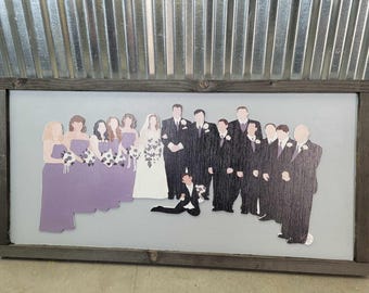 Wedding Party Wood Sign Raised Text Large Printed Bedroom Hanging Décor Wedding Marriage Bridesmaid Groomsman Bride Groom Group