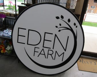 Custom Wooden Sign Eden Tree of Life Personalized Logo Round Made to Order Logo Circle Handmade Raised Text Home