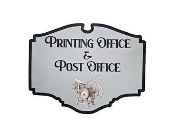 Wooden Printing Office & Post Office Sign with 3D Laser-Cut Lettering – Classic Wall Art for Home, Office, or Shop Display