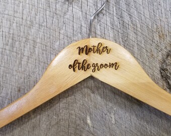 Mother of the Groom Gift Clothes Hanger Bridal Party Engraved Hard Wood Coat Sturdy Wedding Bromellow Personalized