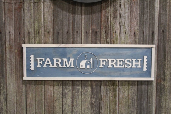 Farm Fresh Wood Sign Raised Text Barn Market Adverting Organic Small Shop Sign 3D Rustic Primitive Wall Décor Wall Art