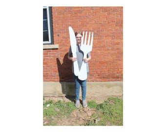 Giant Fork and Knife Utensils Sign - Weatherproof PVC for Kitchen or Restaurant Signage