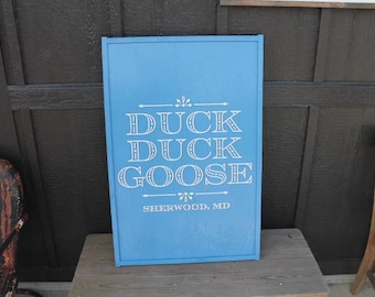 Duck Goose Blue Rectangle Custom Personalized 3D Layered Raised Sign Logo Image Commerical Business Sign
