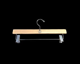 Custom Natural Wood Hanger with Clips – Personalized Decal Logo - Boutique Branding & Closet Decor