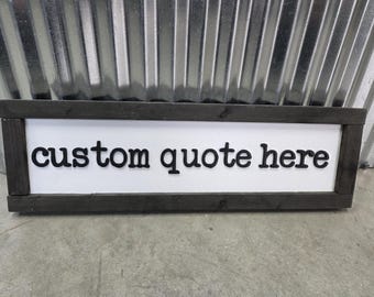 Custom Quote Wall Sign – Inspirational Quote Farmhouse Décor with Heart, Black Frame Rustic Home Accent, Raised Text, 3D, Wood