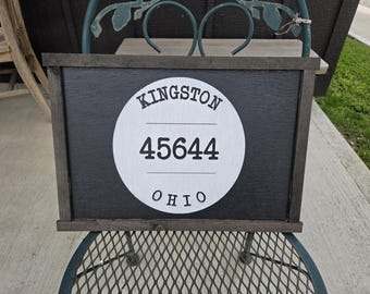 Custom Zip Code Wood Sign: Laser Cut Address, City, State