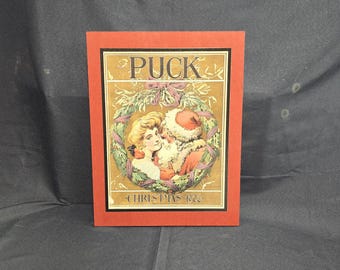 Christmas Puck Magazine Vintage Cover Printed Wood Sign for Decorative vignette or wall art