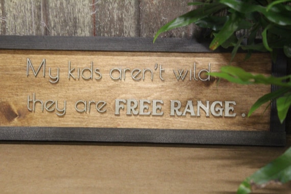 Crazy Kid Wood Sign My Kids Aren't Wild They Are Free Range Raised Text Primitive Sign Rustic Wall Decoration Farm Life Silly Nutty Decor