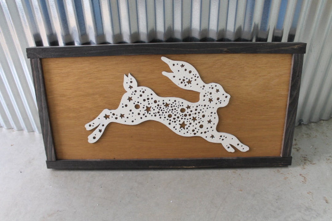 Bunny Rabbit Hare Stars Nursery Woodsy Woodland Fairy Tale Folk Running ...