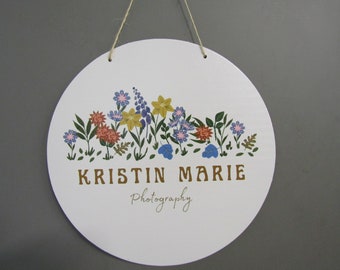 Personalized Wood Printed Image Photography Wildflowers Flowers Garden Photographer Logo Custom Lightweight Hanging Sign Commerical Signage