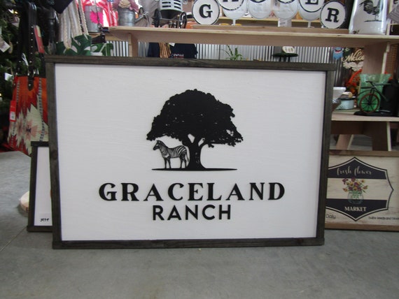 Custom Business Sign Rectangle 3D Large Custom Farm Ranch Oak tree Your LOGO Company Indoor Outdoor Small Business Logo Laser Cut Wood Sign