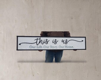 Rustic Farmhouse Custom Sign • “This Is Us” Style Family Wall Decor • Distressed White Wooden Sign for Cozy Country Homes