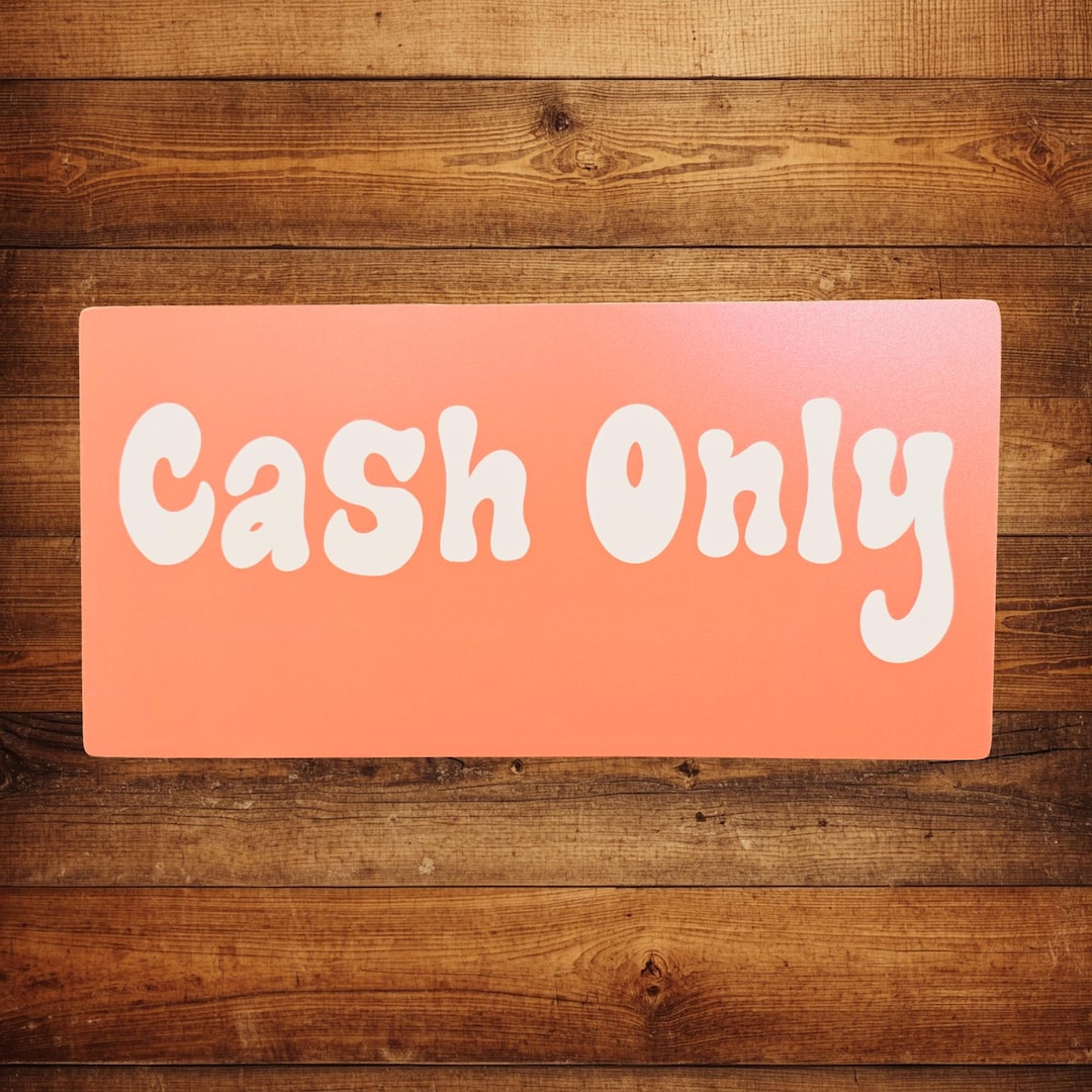 Cash Only Sign – Retro Red and White Payment Policy Sign for Small ...