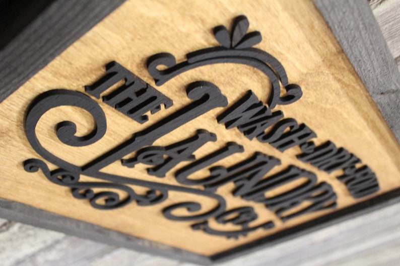 Laundry Room Filigree Scroll Work Hanging Wall Sign Wash Dry - Etsy