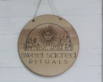 Round Natural Business Sign Your Actual Logo Round Small Business Hanging Personalized Home Decor Minimalist Wall Art Circle Wood Print