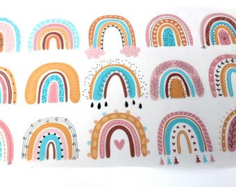 Rainbow Seasonal Theme Decals Waterproof Sheet Full Color Sticker Kids Bright Fun Window Deal Wall Sticker Thermos
