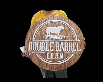 Refined Boutique Luxury Farm Sign • Premium Round Wooden Logo Plaque • Custom Engraved Ranch & Homestead Branding for Entryways and Barns