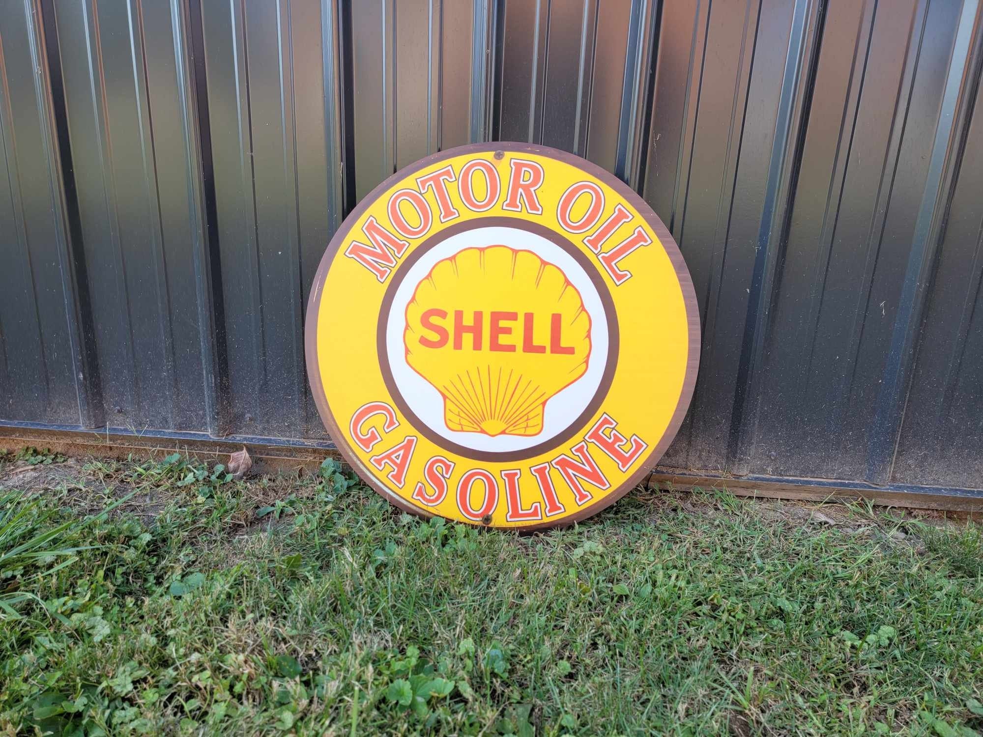 SHELL ENAMEL THERMOMETER vitreous motor oil garage sign petrol oil VAC192