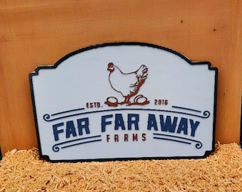 Custom Chicken Farm Sign – Raised Wood Business Entrance or Coop Decor