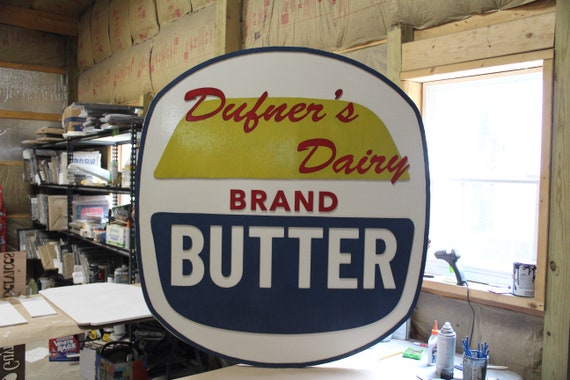 Dairy Farm Wood Sign Butter Your Custom Logo 3D Raised Text Business Sign Actual Logo Over Sized Large Entry Entrance Sign Small Business