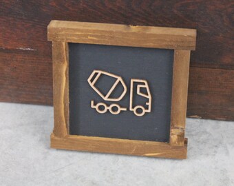 Cement truck Work Truck Things with wheels Boys Room Nursery Play room  Handmade Framed Wall Decor 3D Layered Laser cut wood sign