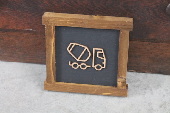 Cement truck Work Truck Things with wheels Boys Room Nursery Play room  Handmade Framed Wall Decor 3D Layered Laser cut wood sign