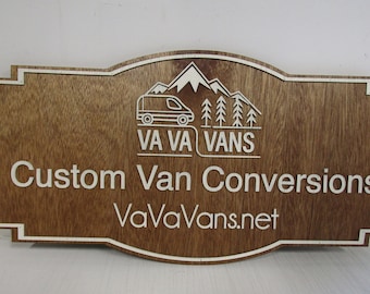 Custom Handmade Wood Sign for Outdoor Indoor Hanging Personalized Commercial Signage Van Vehicle Business Sign Raised Text Handmade